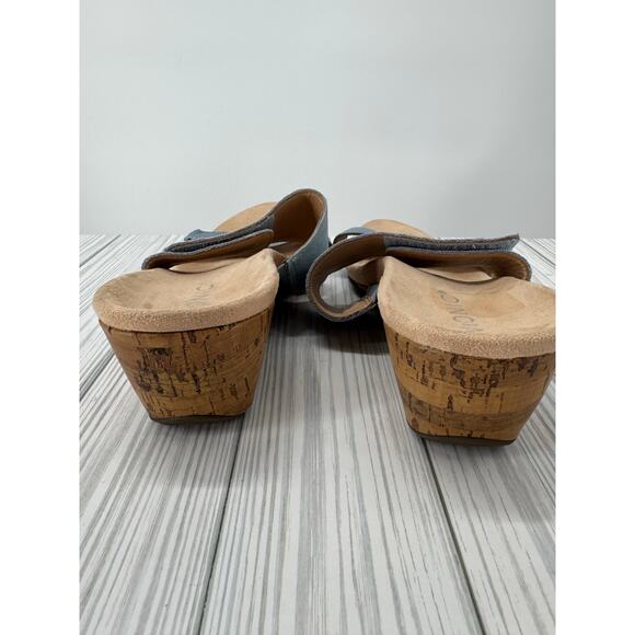 Vionic Bayu Slide Sandals Women's Sz 7 Blue Suede Adjustable Comfort Wedge Shoes - Picture 4 of 7